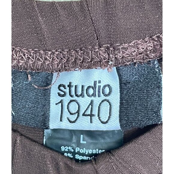 Studio 1940 Womens Brown Wide-Leg Pants Elastic Waist Size L - Picture 4 of 4